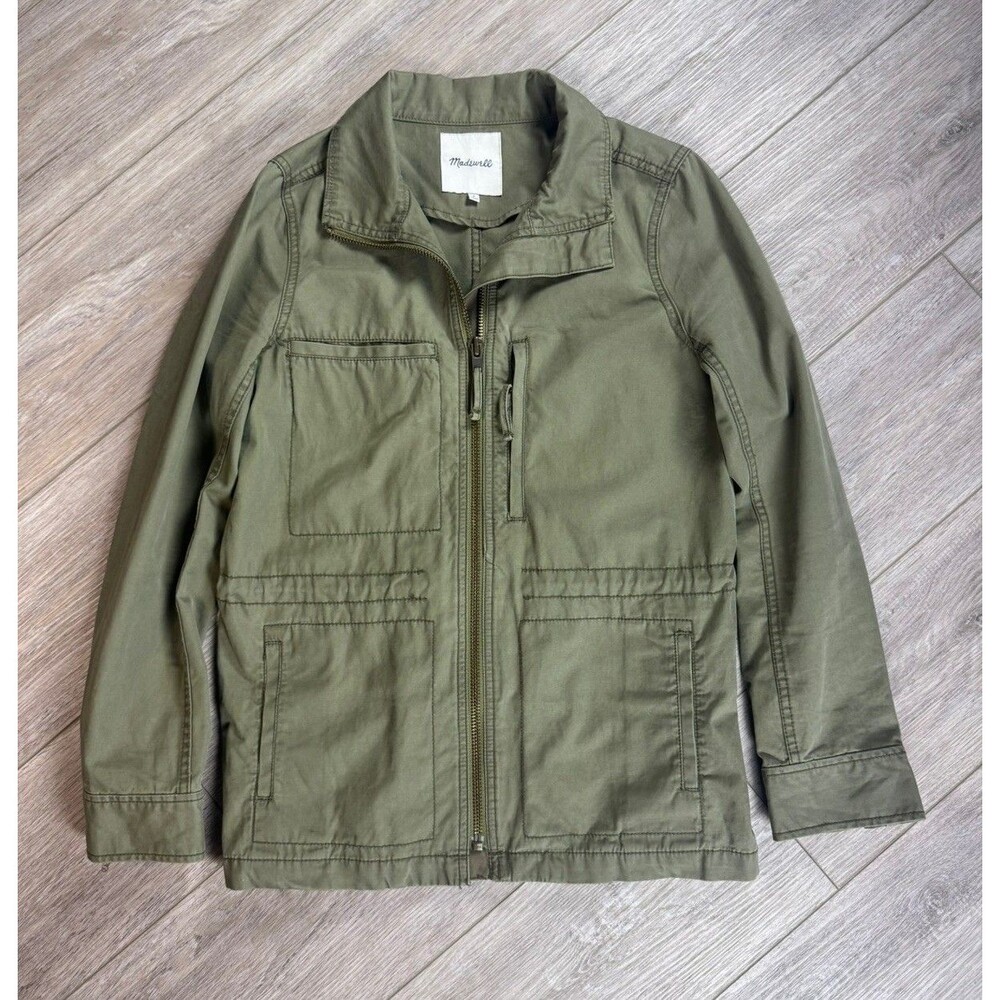 Madewell Women's Fleet Jacket M Olive Green Cotton Utility Military Field C3394